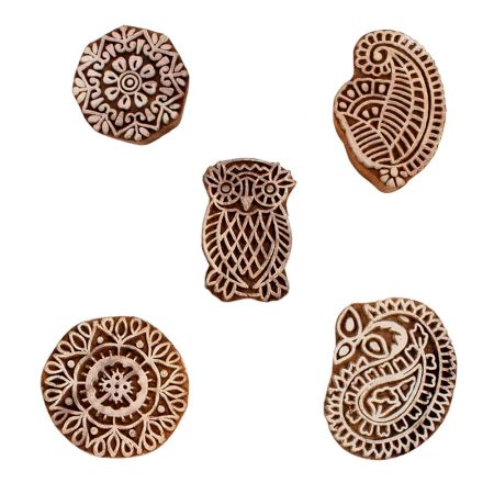 Set of 5 Piece New Mix Wooden Printing Blocks